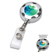 32” Cord Round Chrome Solid Metal Sport Retractable Badge Reel & Badge Holder with Full Colour Vinyl Label Imprint*